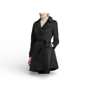 🖤 Lauren Ralph Lauren Black Trench Coat Belted Winter Coat Size M